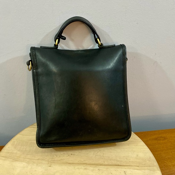 Vintage Coach Station Bag Black Leather Crossbody Satchel Purse 5130 No Strap - Picture 2 of 16